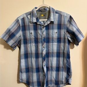 Eddie Bauer Classic Fit Short Sleeve Fishing Outdoor Shirt Mens Large blue plaid